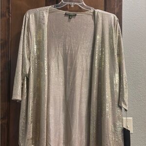 Gold Metallic Open thin silky feel Cardigan 3X